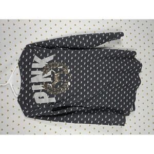 Victorias Secret PINK Bling Dog Logo Tee knit Long Sleeve Tee BLING XS